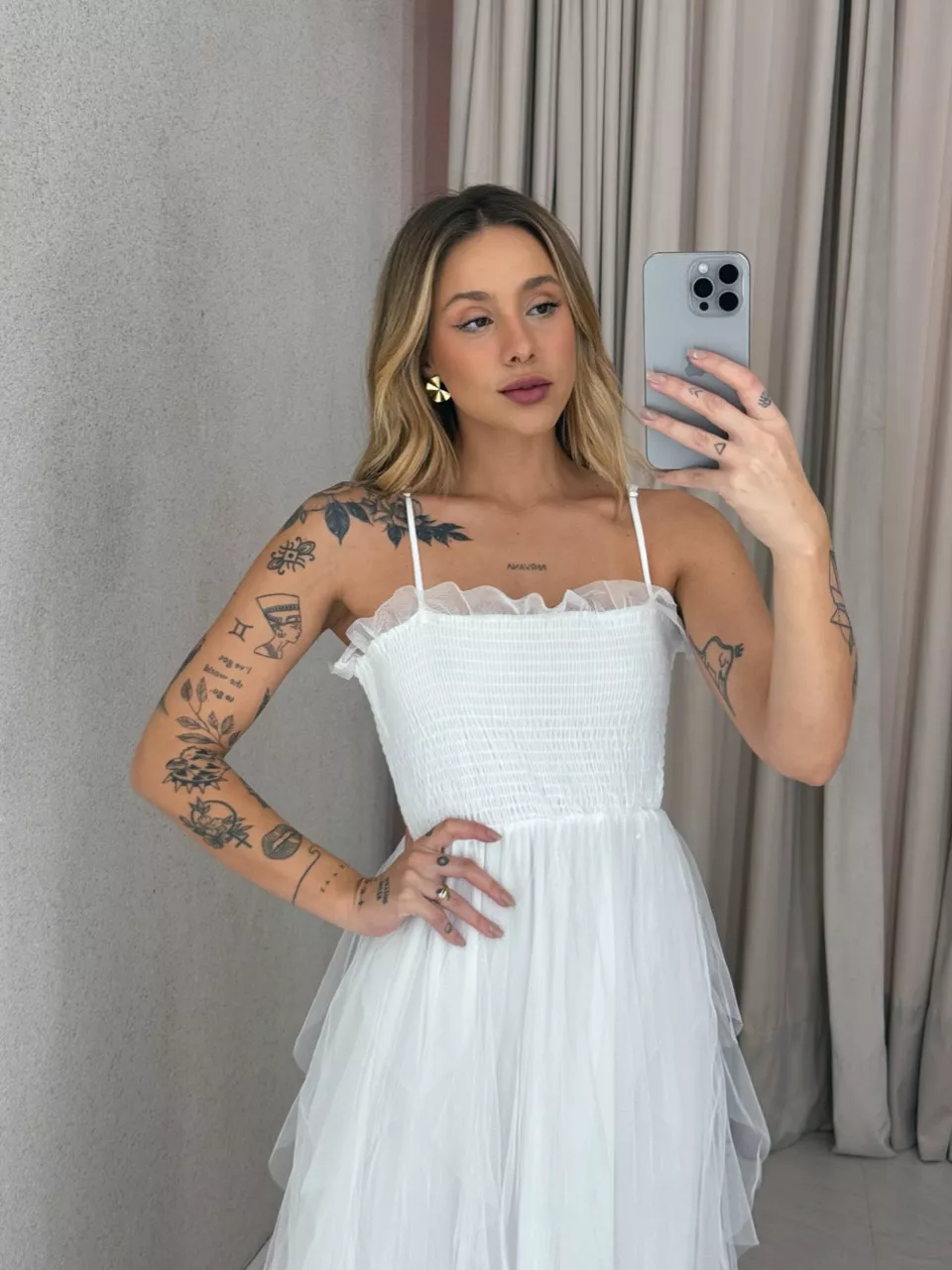 VESTIDO ISABEL TULE Branco