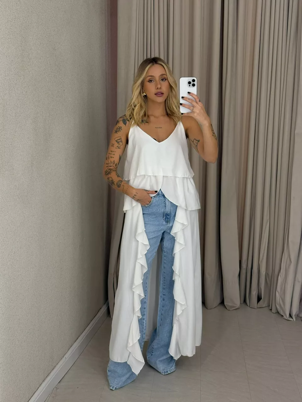 BLUSA LILA BABADOS ALÇA OFF - 0061890048 - CAROLLA FERRARO