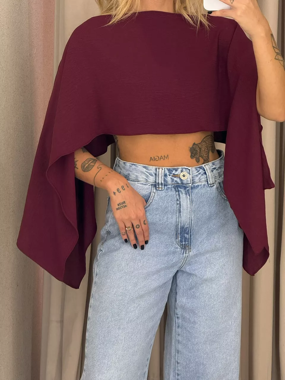 CROPPED ELENA TOP VINHO