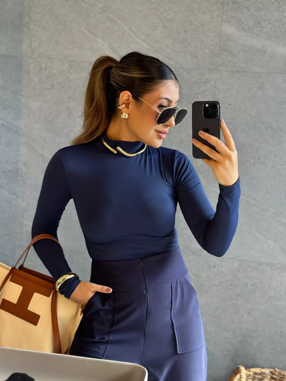 BODY LUDMILA CF MANGA MARINHO - 0065500055 - CAROLLA FERRARO