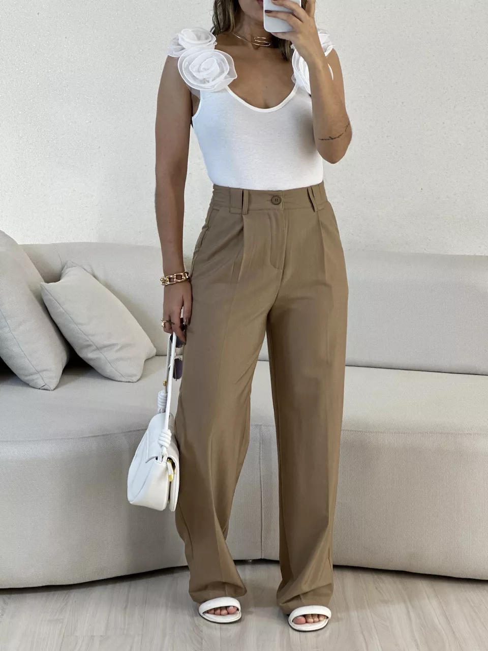 CALÇA VALENTINA PANTALONA Nude - 0055080049 - CAROLLA FERRARO
