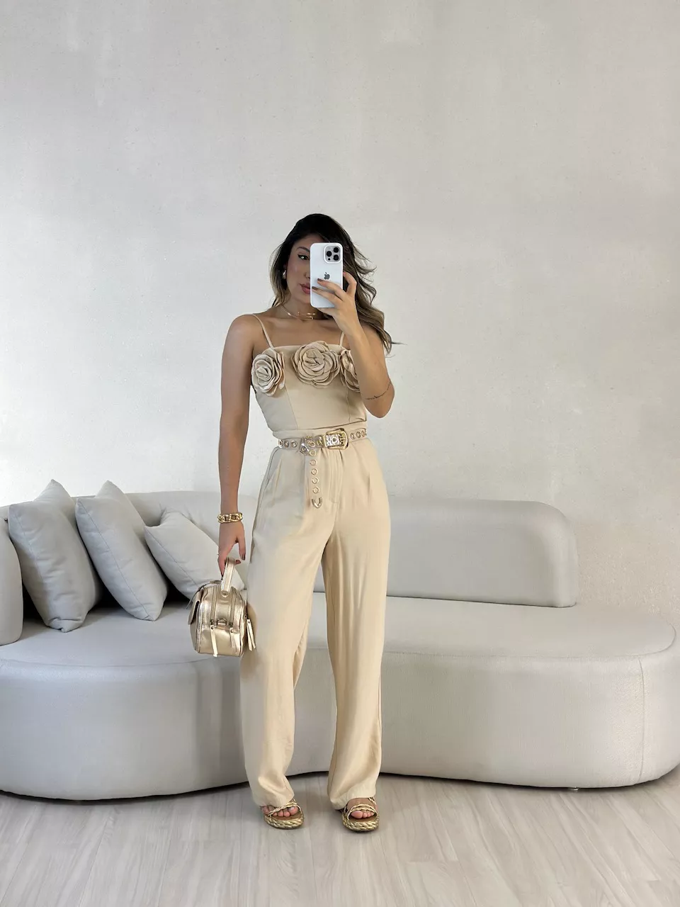 CONJUNTO CLARICE FLOR Nude - 0055090049 - CAROLLA FERRARO