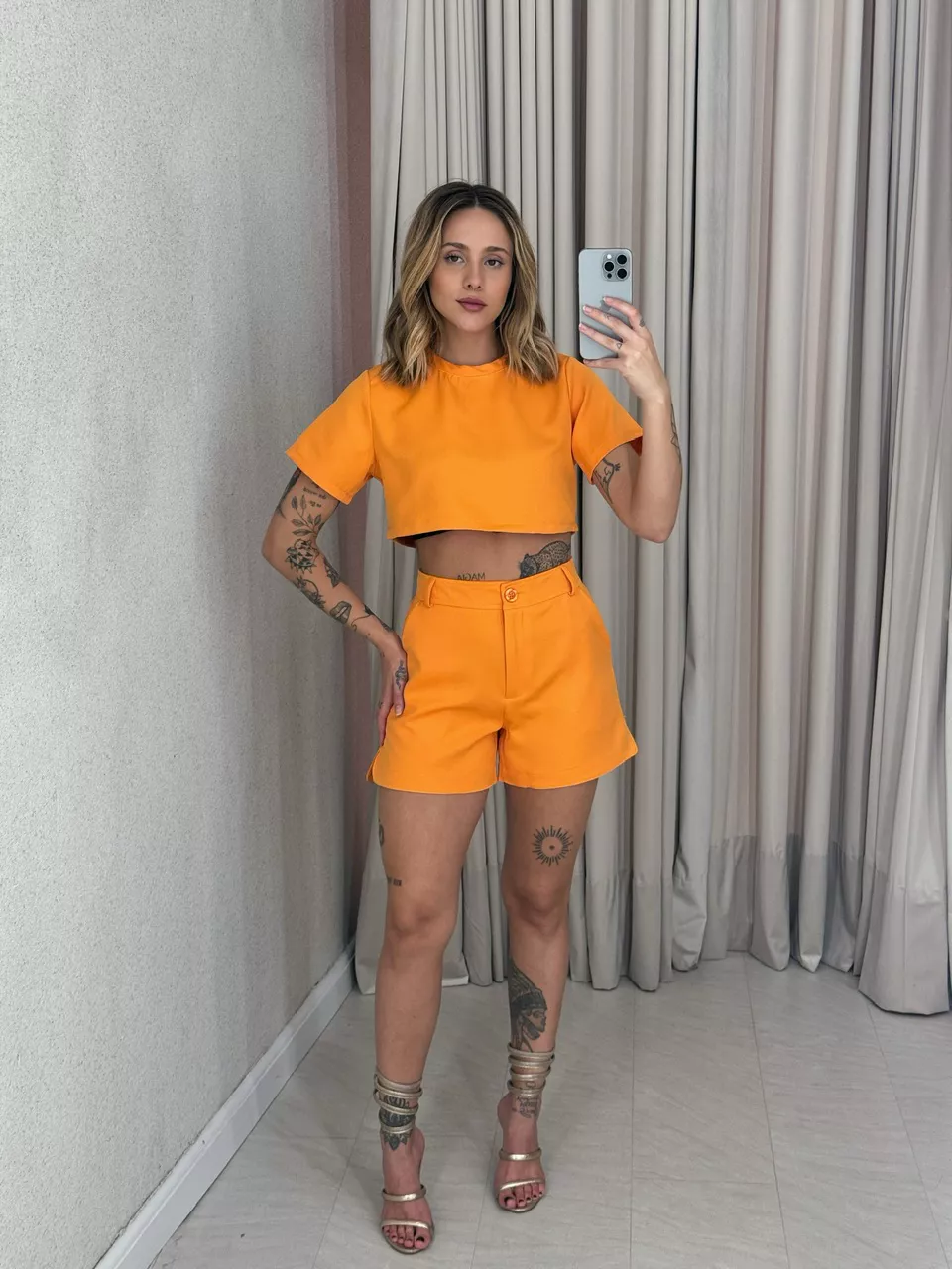 CONJUNTO PAMELA SHORT LARANJA - 0057050068 - CAROLLA FERRARO