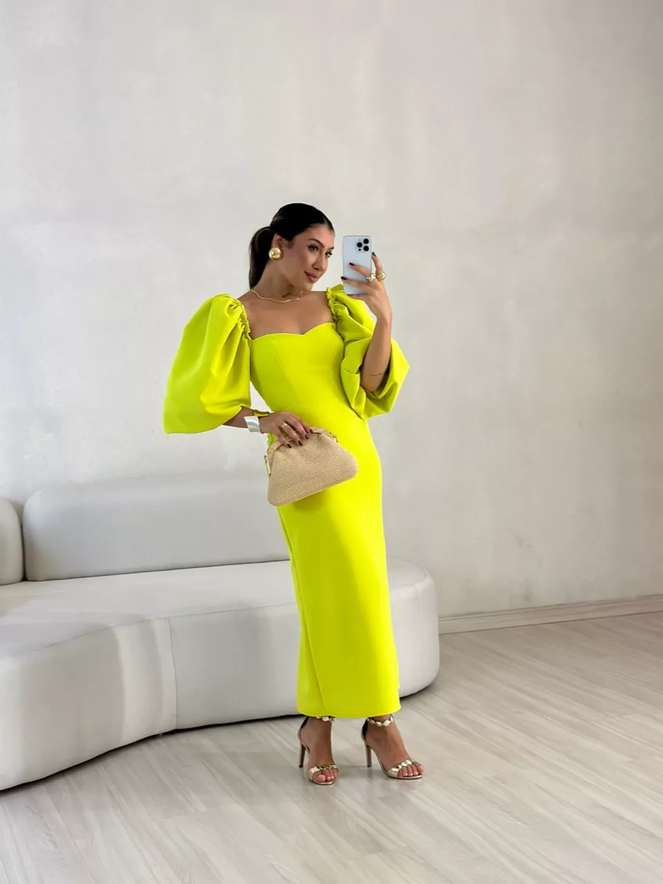 VESTIDO CF CHARLOTTE VERDE LIMA - 0056580131 - CAROLLA FERRARO