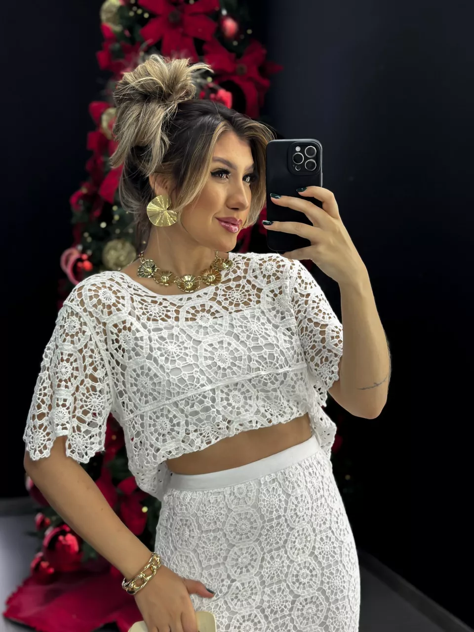 BLUSA CROCHÊ MANGA OFF - 0046180048 - CAROLLA FERRARO
