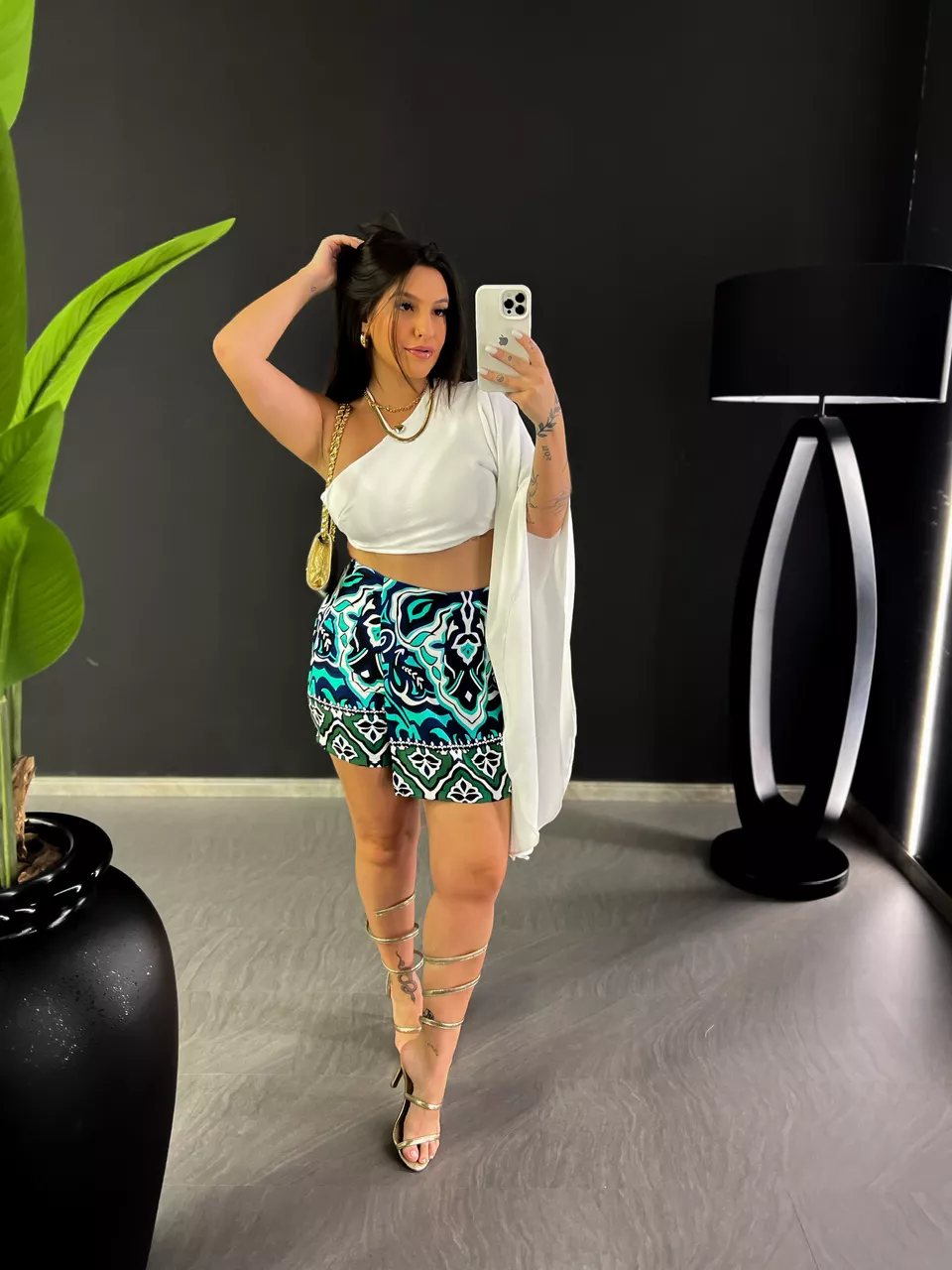 SHORT SAIA MÁRCIA ESTAMPADO AZUL