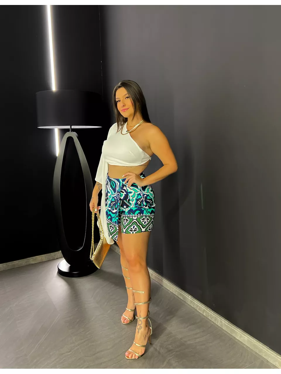 SHORT SAIA MÁRCIA ESTAMPADO AZUL