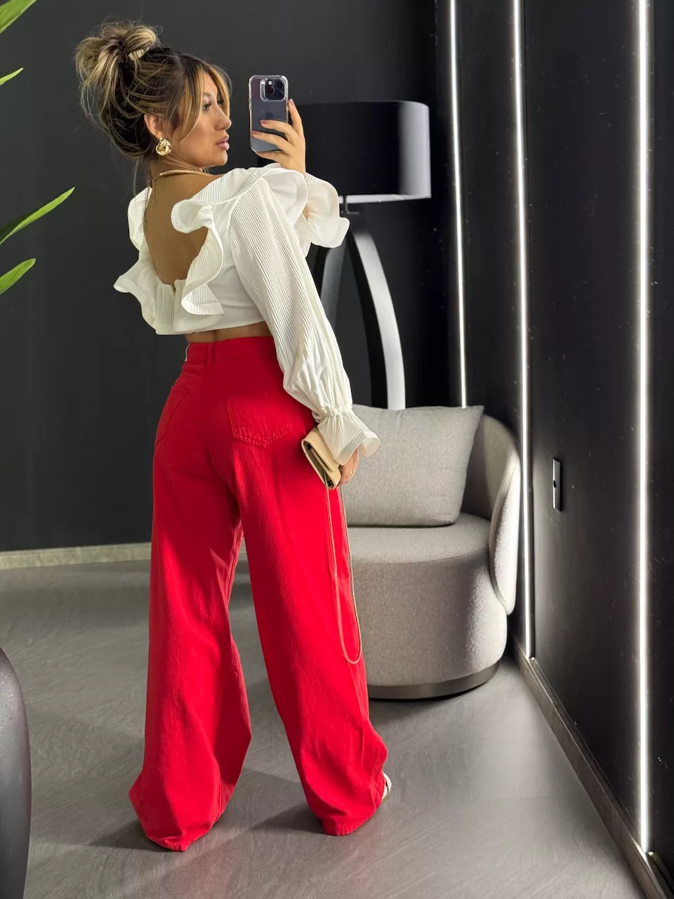CALÇA LARA PANTALONA JEANS VERMELHO