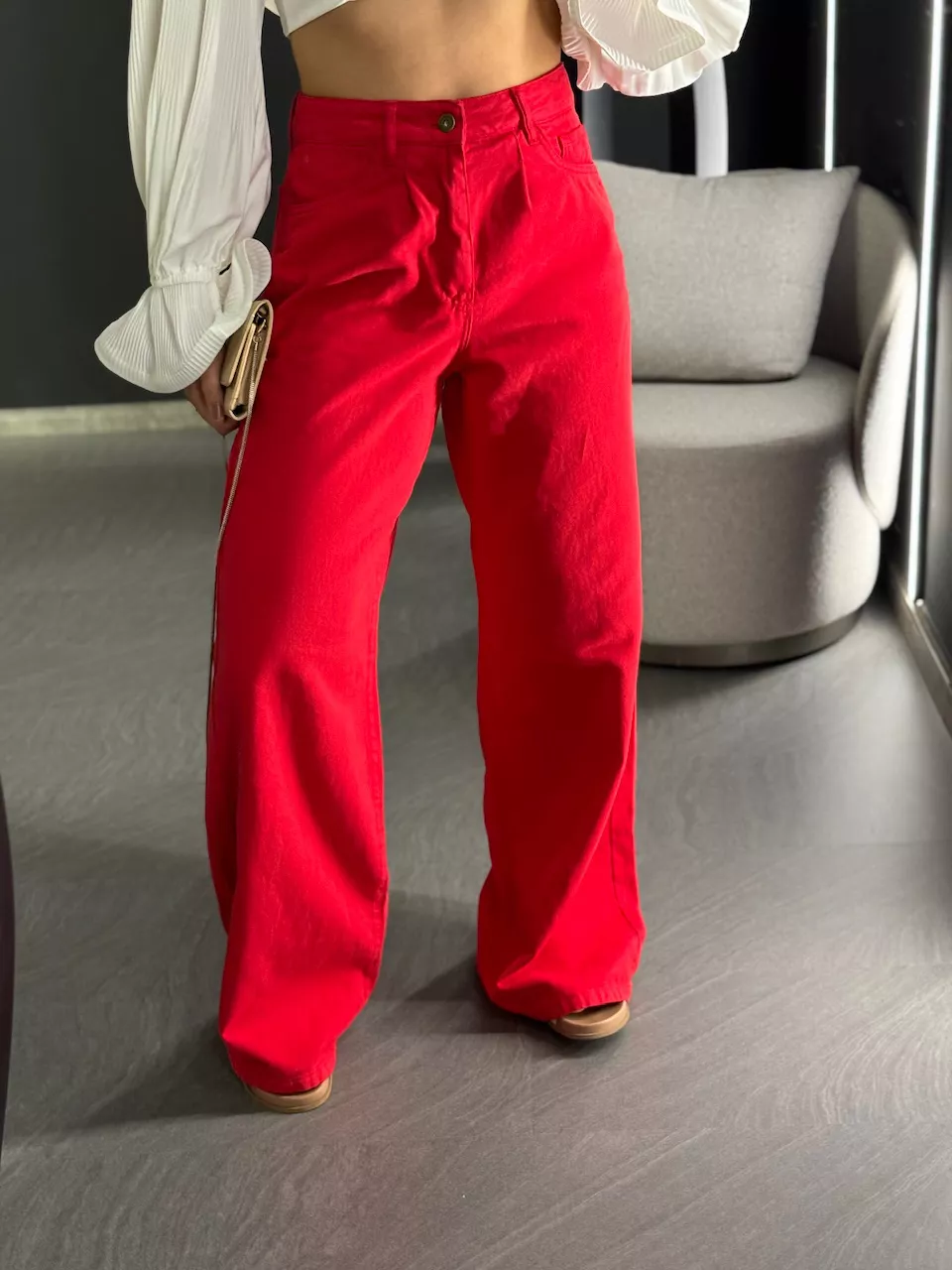 CALÇA LARA PANTALONA JEANS VERMELHO