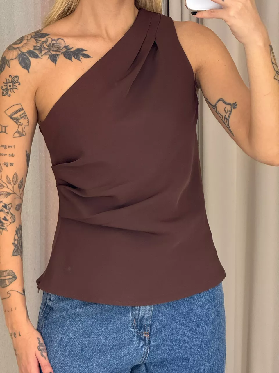 BLUSA JUDITE NULA MANGA MARROM