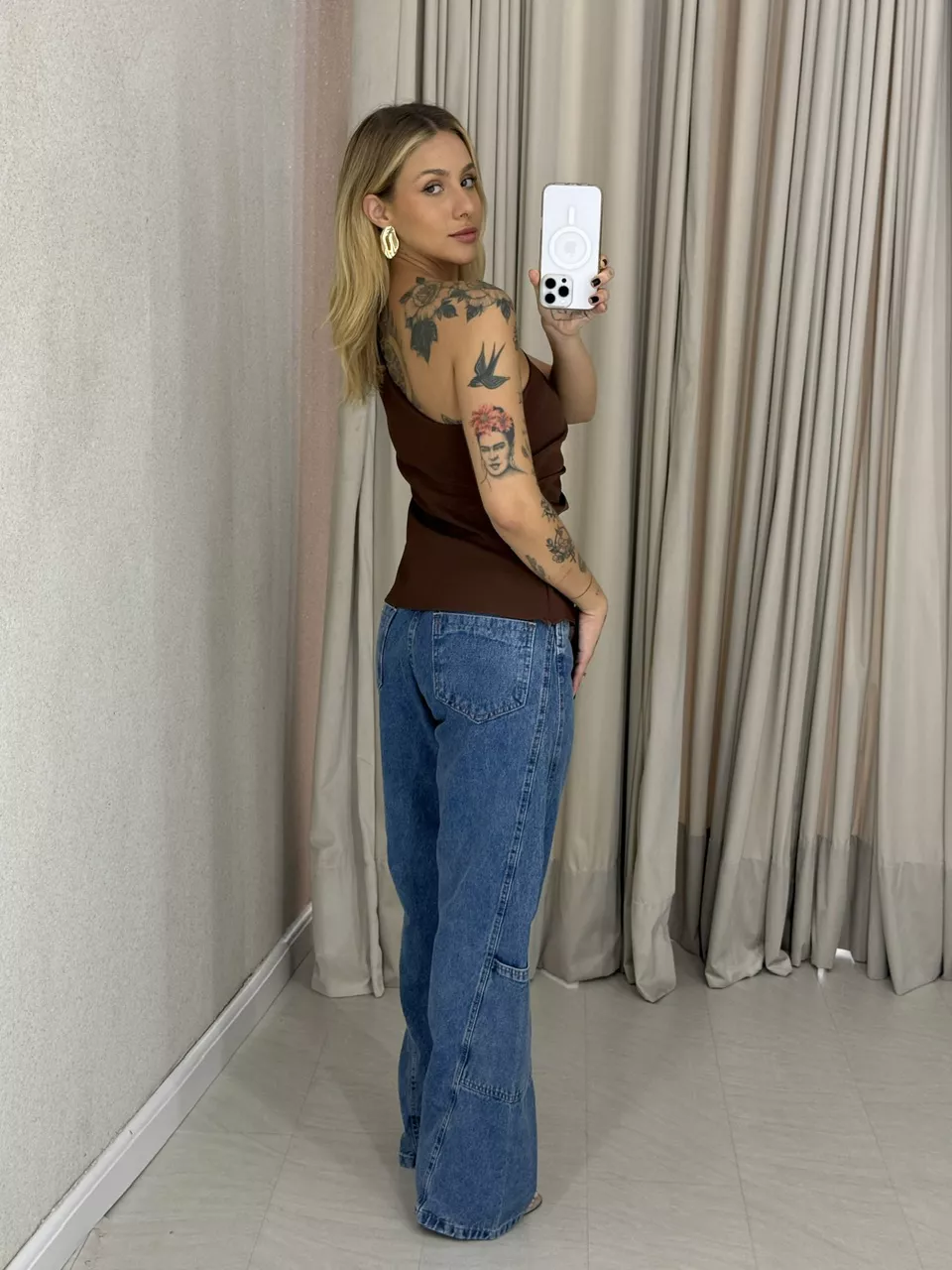 BLUSA JUDITE NULA MANGA MARROM