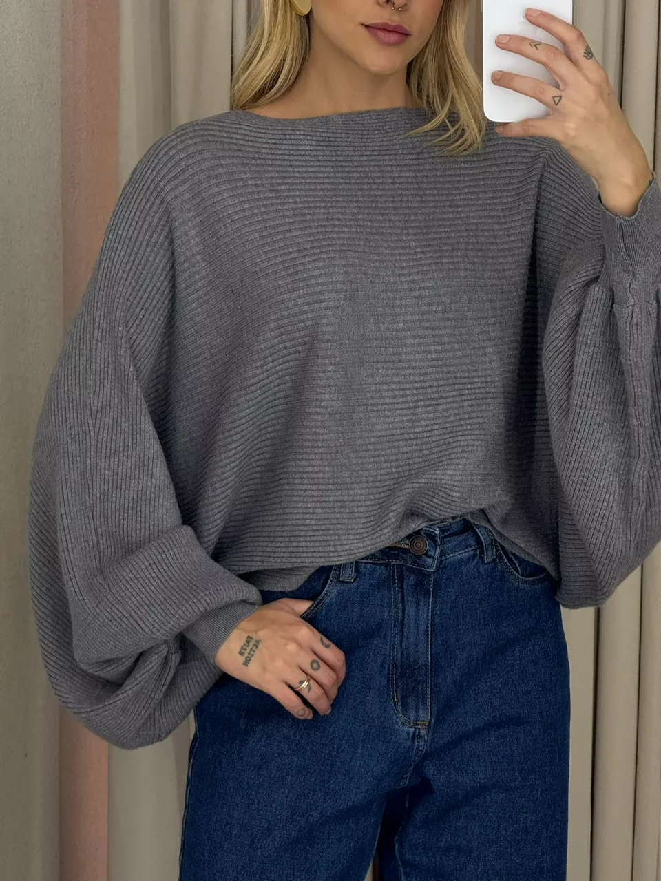 BLUSA AMÁLIA TRICOT CINZA