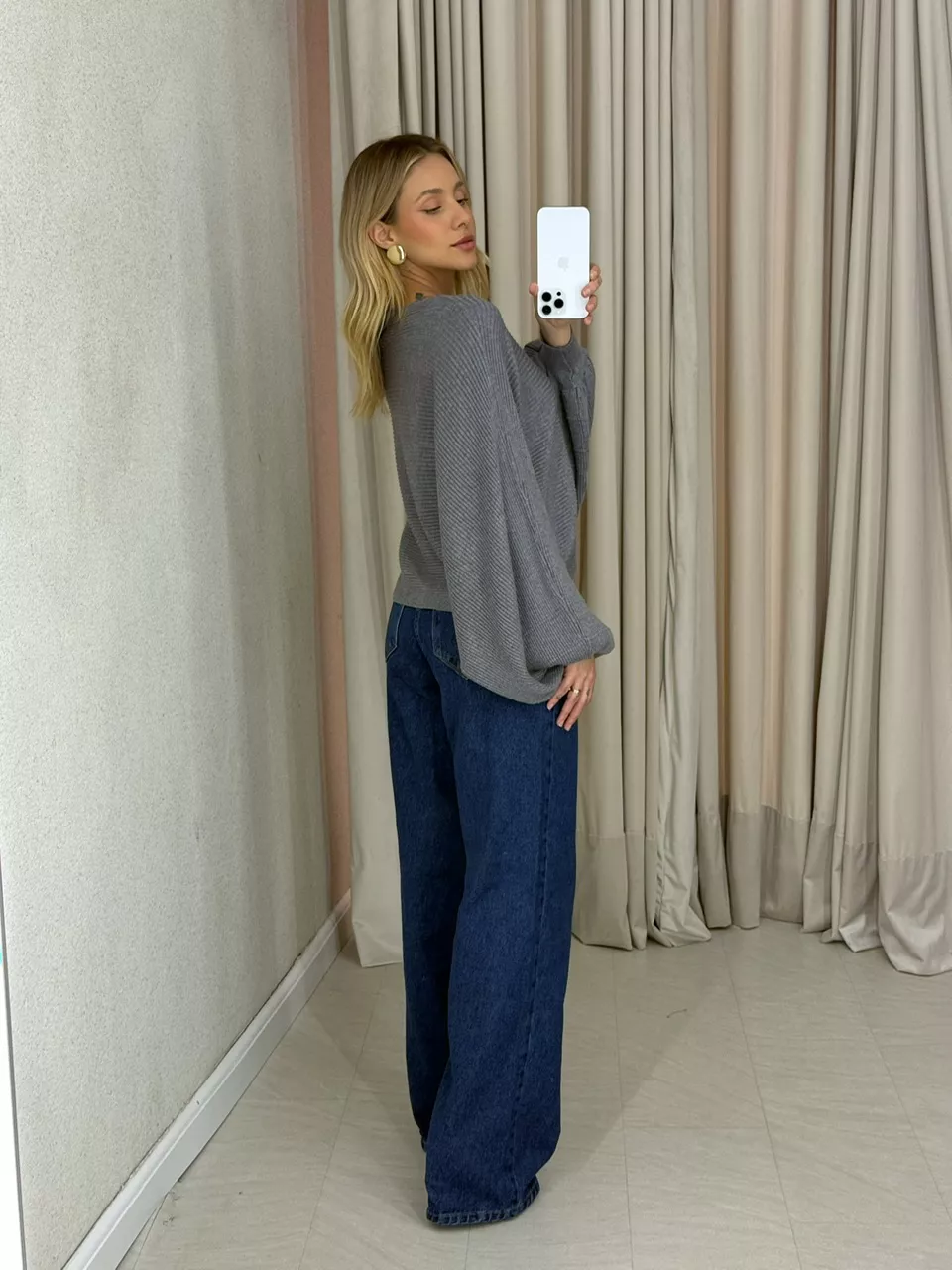 BLUSA AMÁLIA TRICOT CINZA