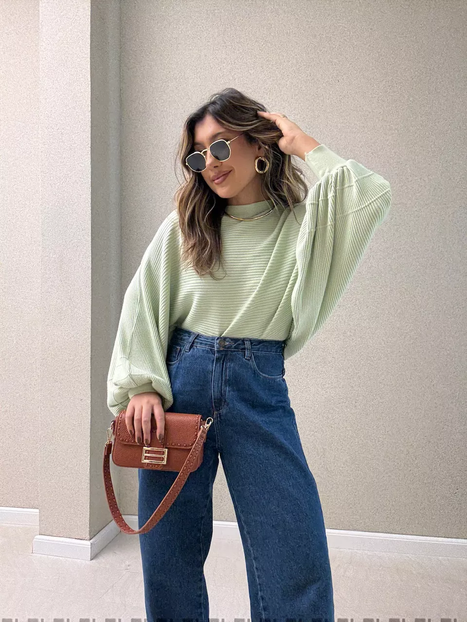 BLUSA AMÁLIA TRICOT VERDE CLARO - 0064160012 - CAROLLA FERRARO