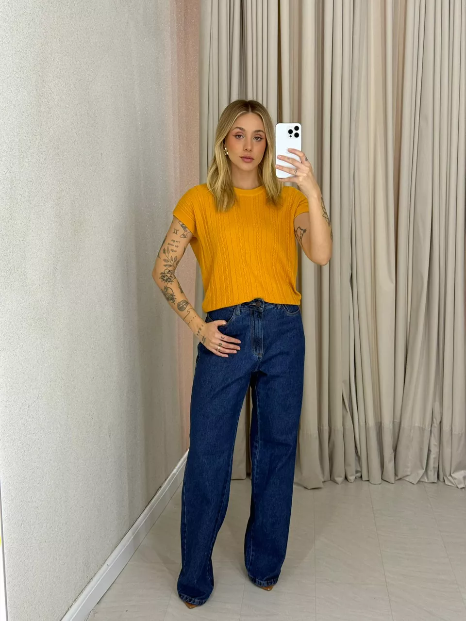 BLUSA SILVIA TRICOT MOSTARDA