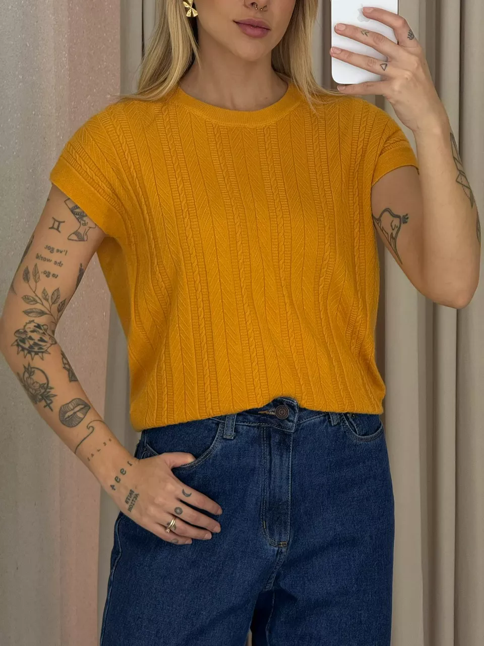 BLUSA SILVIA TRICOT MOSTARDA