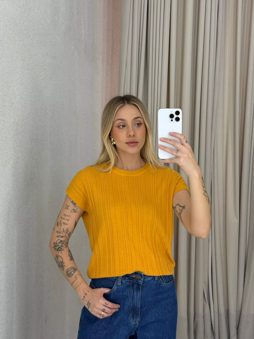 BLUSA SILVIA TRICOT MOSTARDA