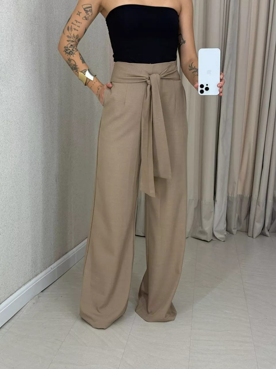 CALÇA CHARLOTTE AMARRAÇÃO NUDE - 0064130049 - CAROLLA FERRARO