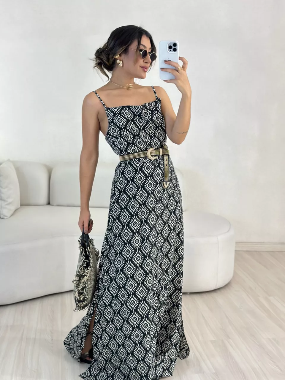 VESTIDO STEFFANY ÉTNICO PRETO - 0055160032 - CAROLLA FERRARO