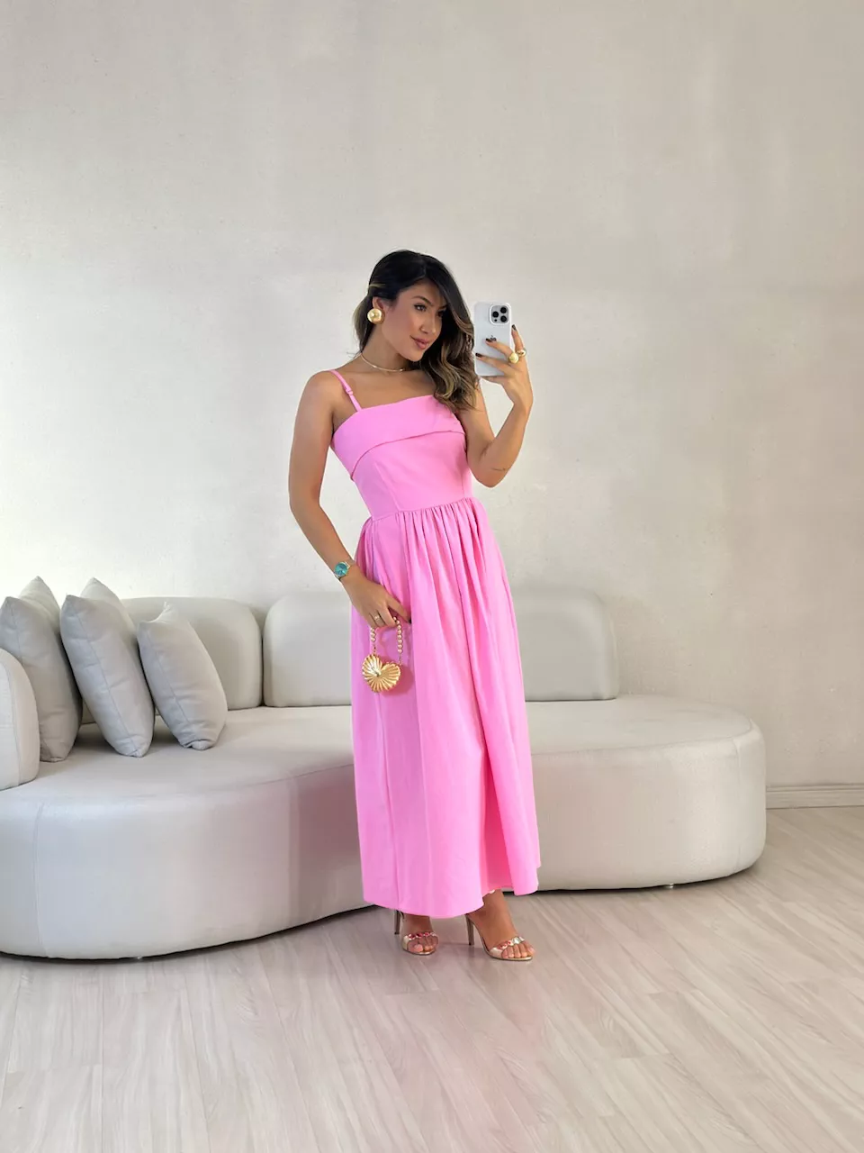 VESTIDO SHEILA ALÇA Rosa - 0057080031 - CAROLLA FERRARO