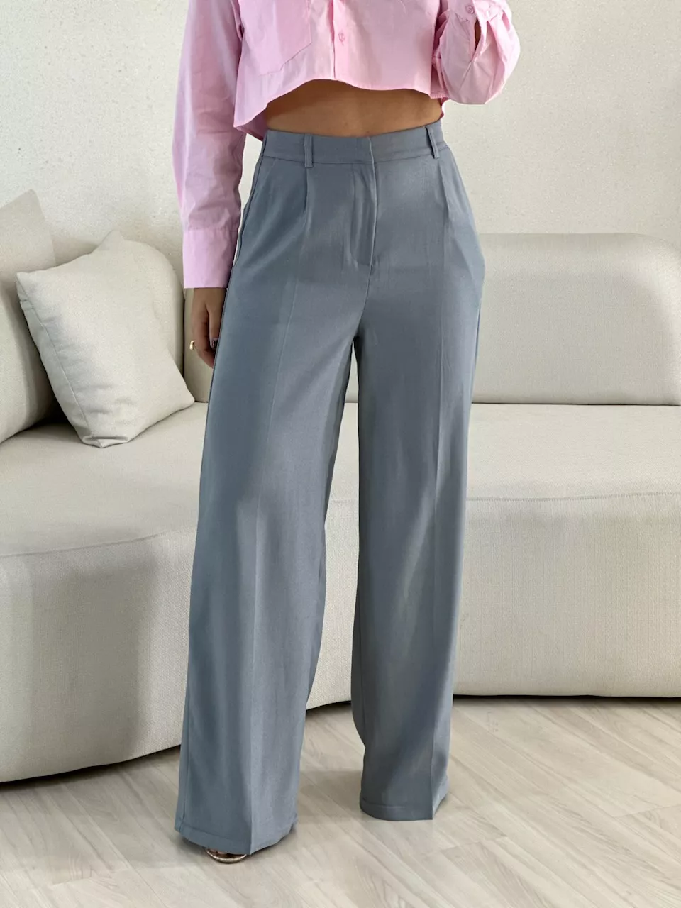 CALÇA CARLA PANTALONA CINZA - 0053920091 - CAROLLA FERRARO
