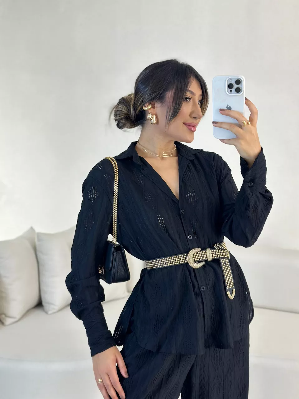 CAMISA EMILLY BOHO PRETA - 0055210033 - CAROLLA FERRARO