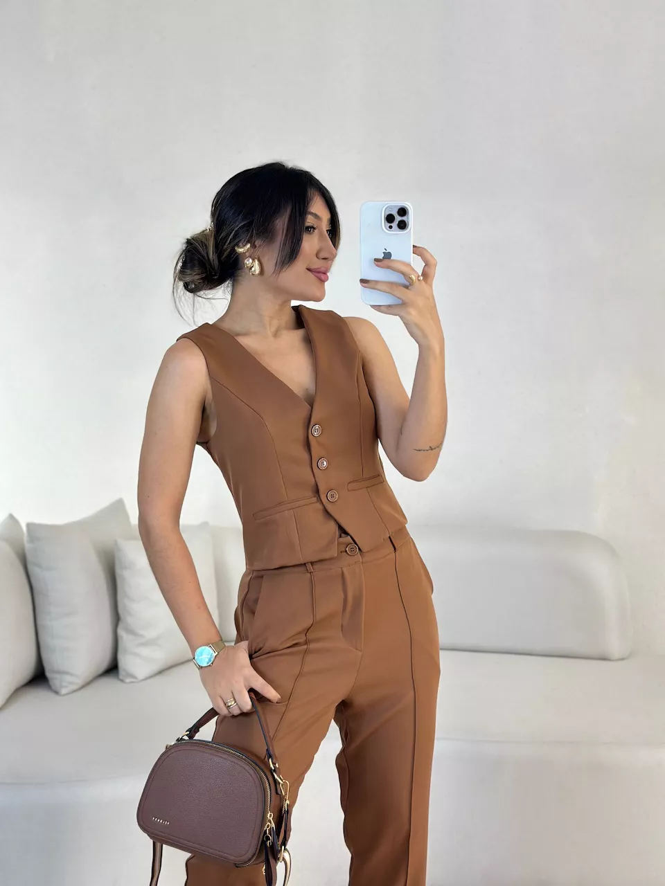 CONJUNTO BRENDA COLETE MARROM