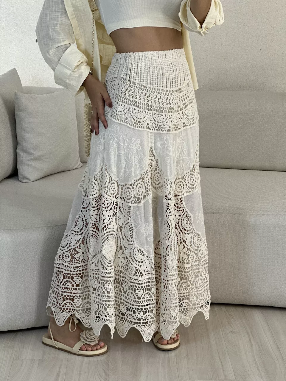 SAIA LOUISE CROCHÊ NUDE - 0055260049 - CAROLLA FERRARO