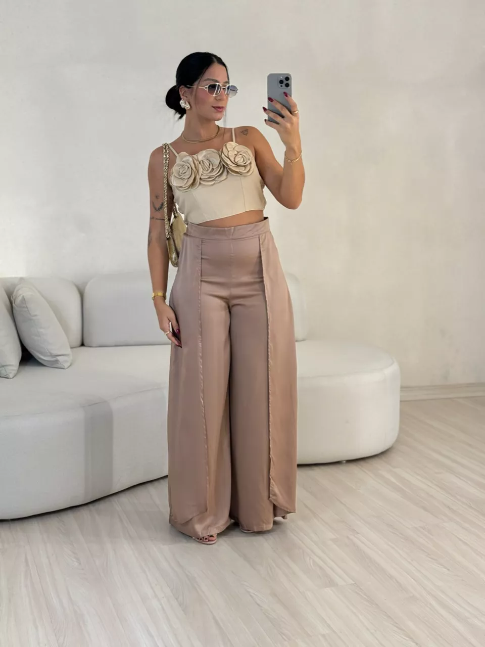 CALÇA SOFIA ACETINADA Marrom - 0056240054 - CAROLLA FERRARO
