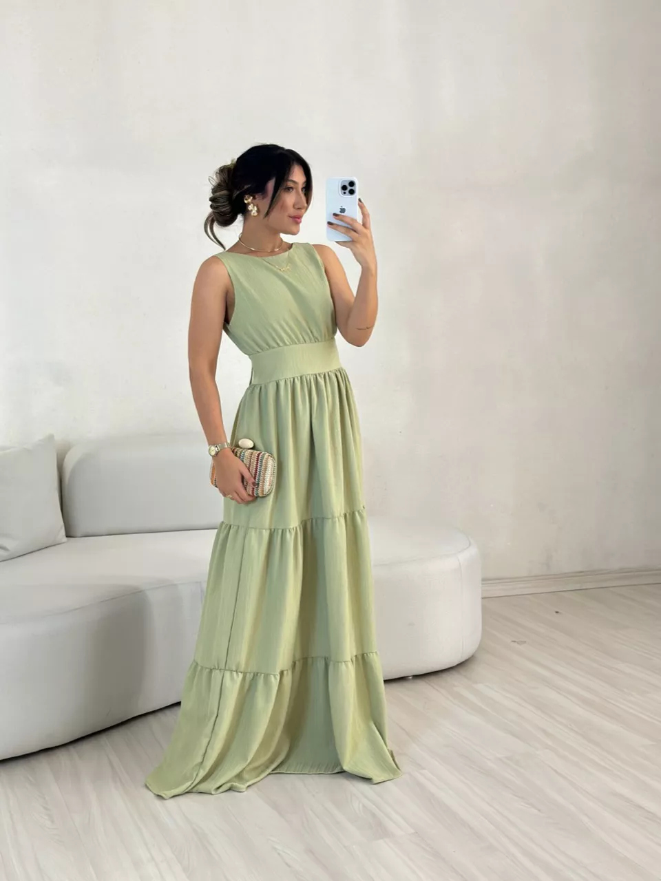 VESTIDO MONALIZA 02 CF PISTACHE - 0048200145 - CAROLLA FERRARO