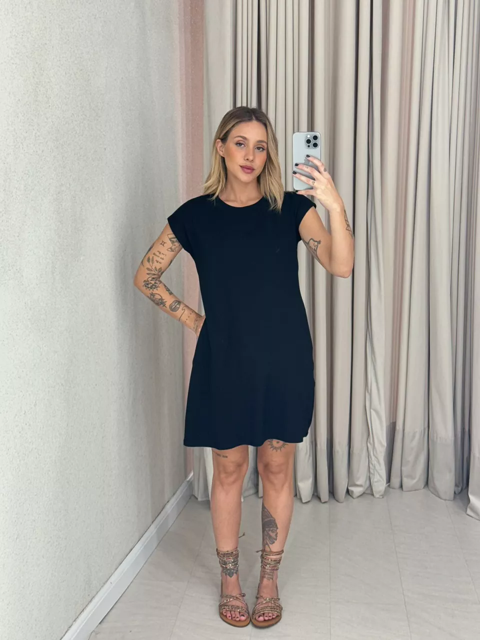 VESTIDO MARIA HELENA CURTO preto - 0059850032 - CAROLLA FERRARO