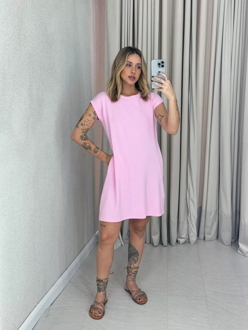 VESTIDO MARIA HELENA CURTO Rosa - 0059850031 - CAROLLA FERRARO
