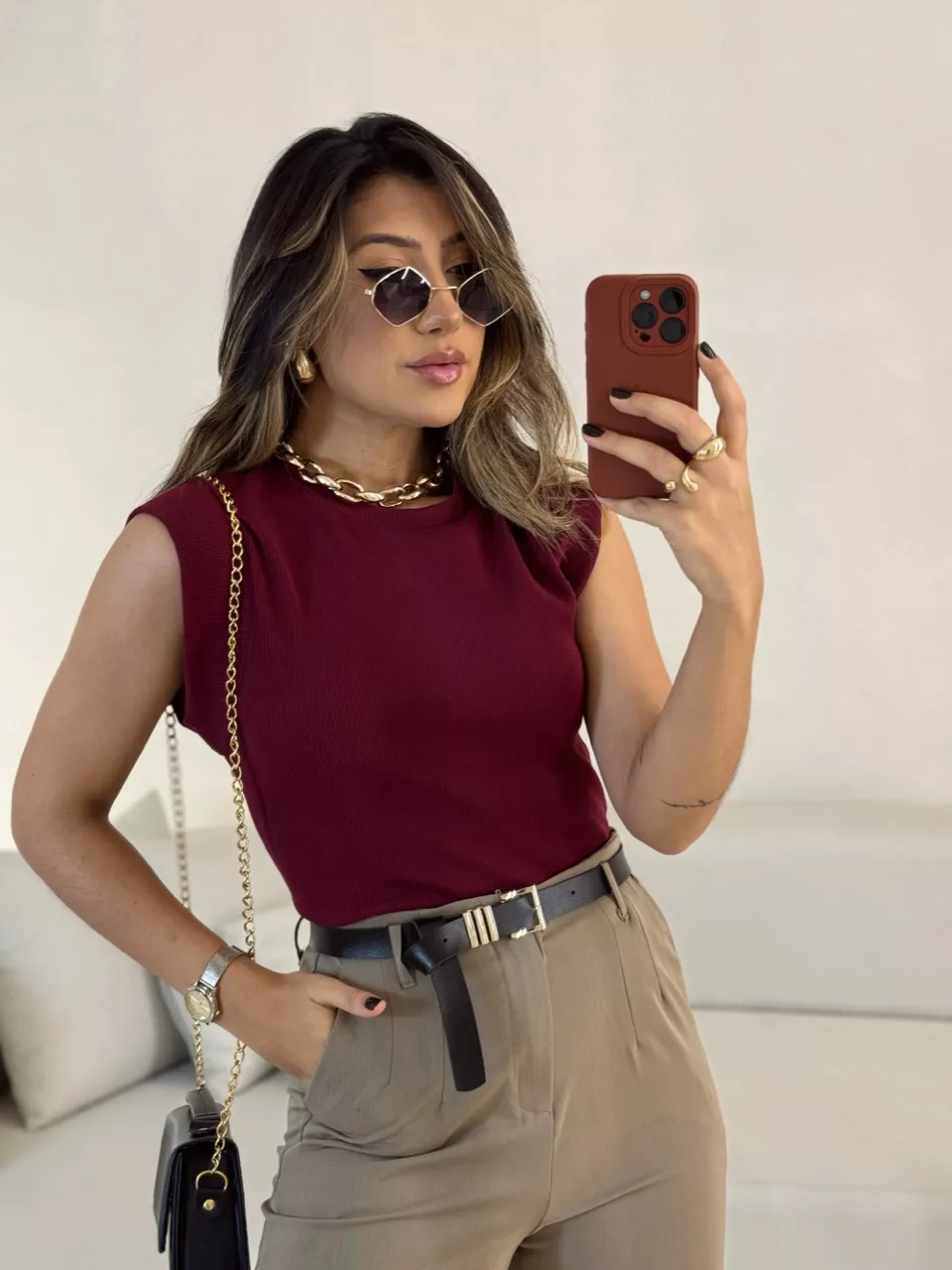 BLUSA VITÓRIA CANELADA CHERRY RED