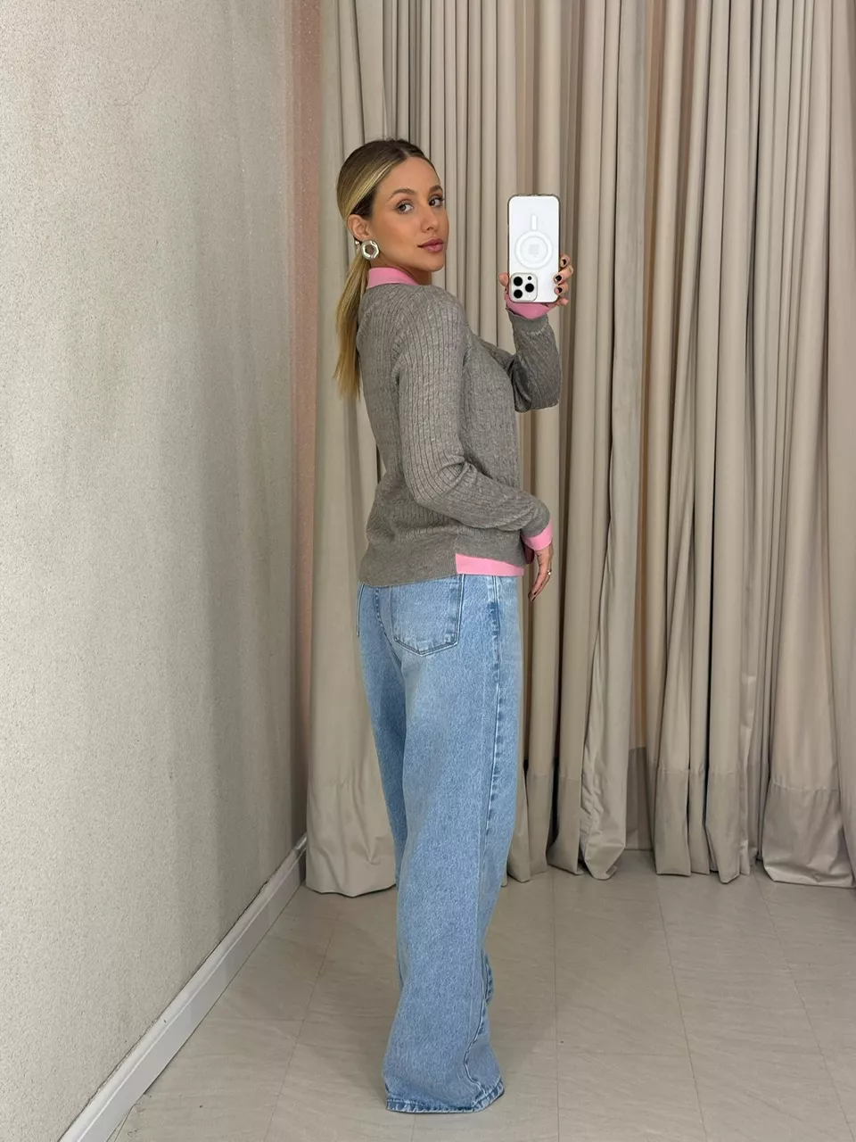 SUÉTER KAREN BOTÕES ROSA