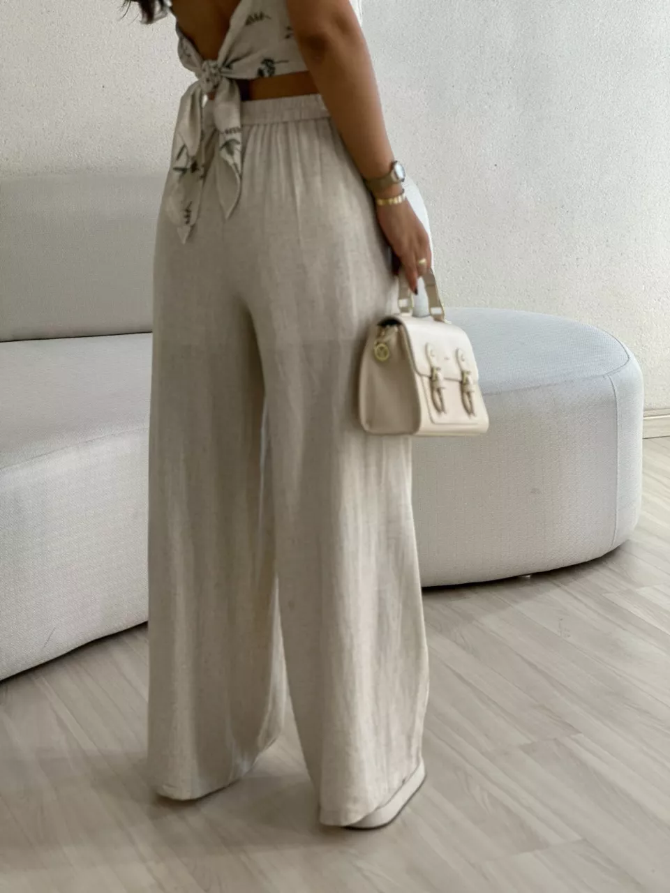 CONJUNTO FLOWERS CALÇA CRU