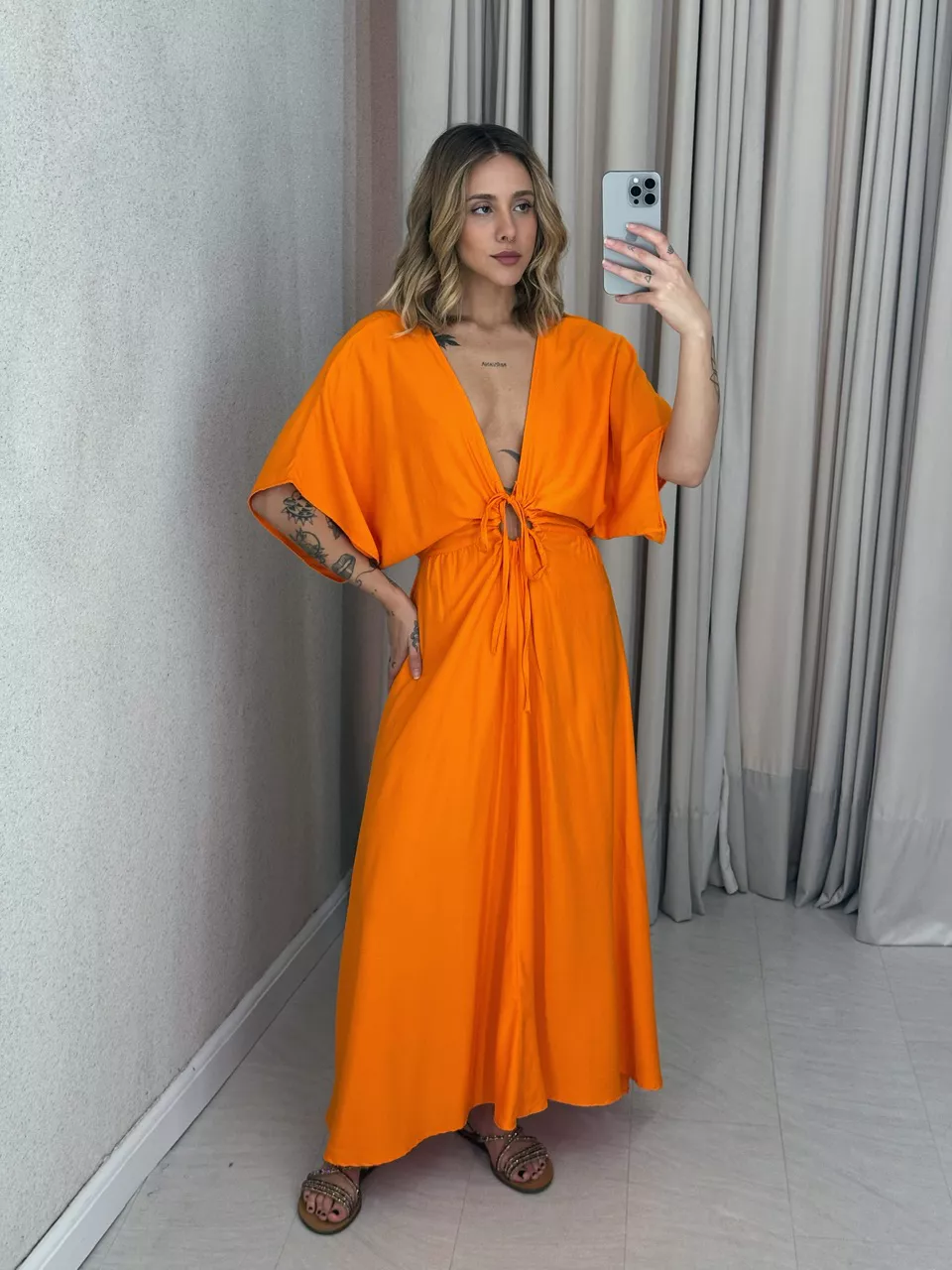 VESTIDO MARISOL LISO Laranja