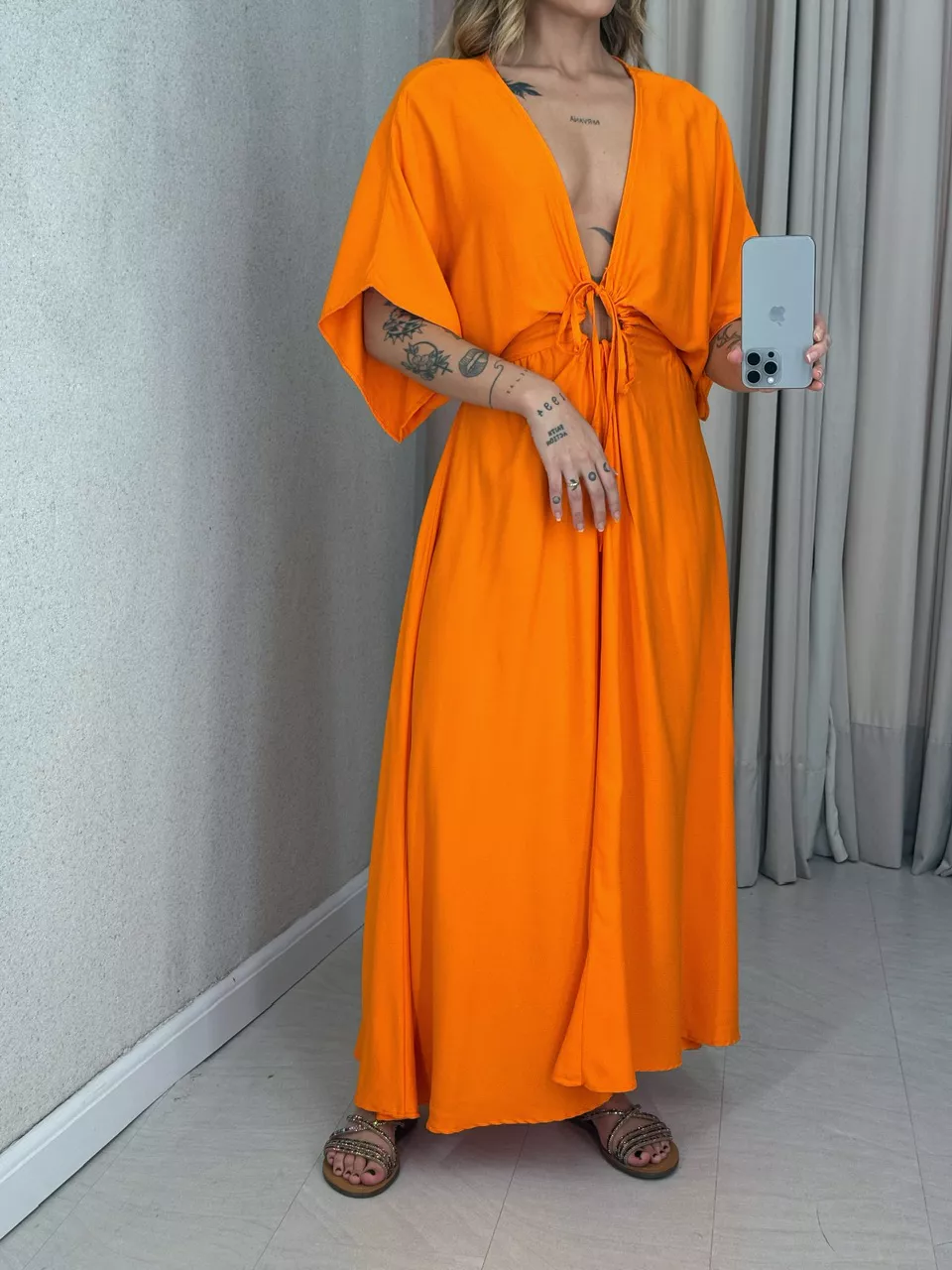 VESTIDO MARISOL LISO Laranja