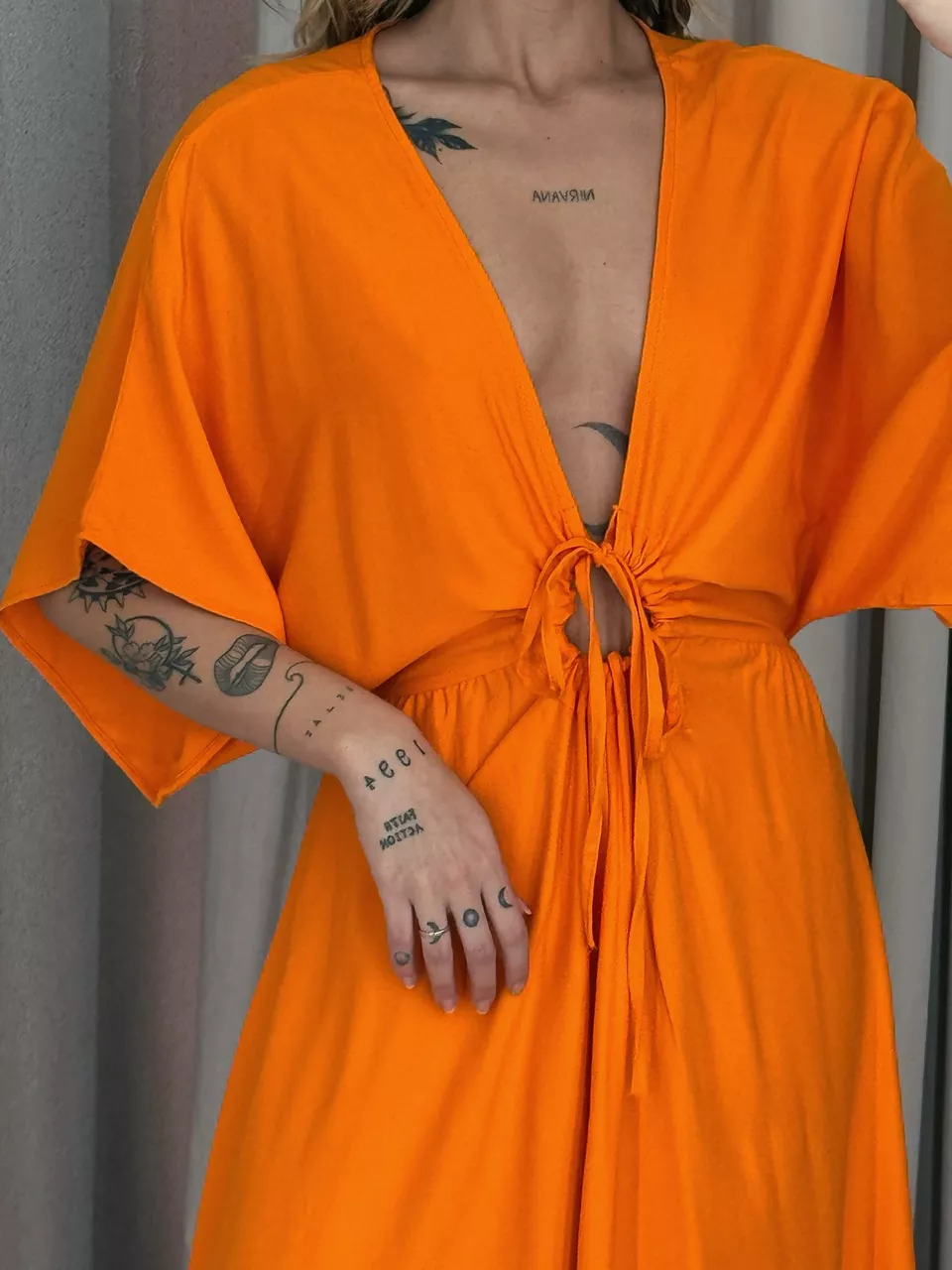 VESTIDO MARISOL LISO Laranja