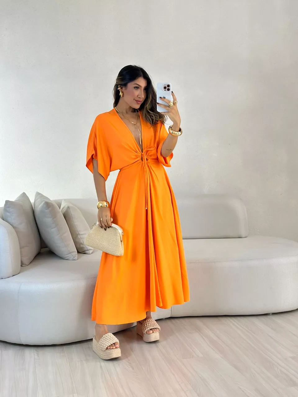 VESTIDO MARISOL LISO Laranja