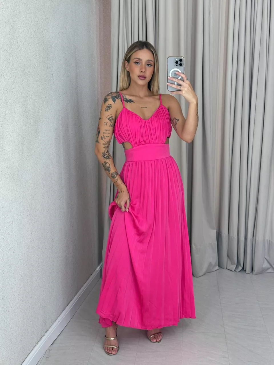 VESTIDO ZARA PLISSADO PINK - 0059320037 - CAROLLA FERRARO