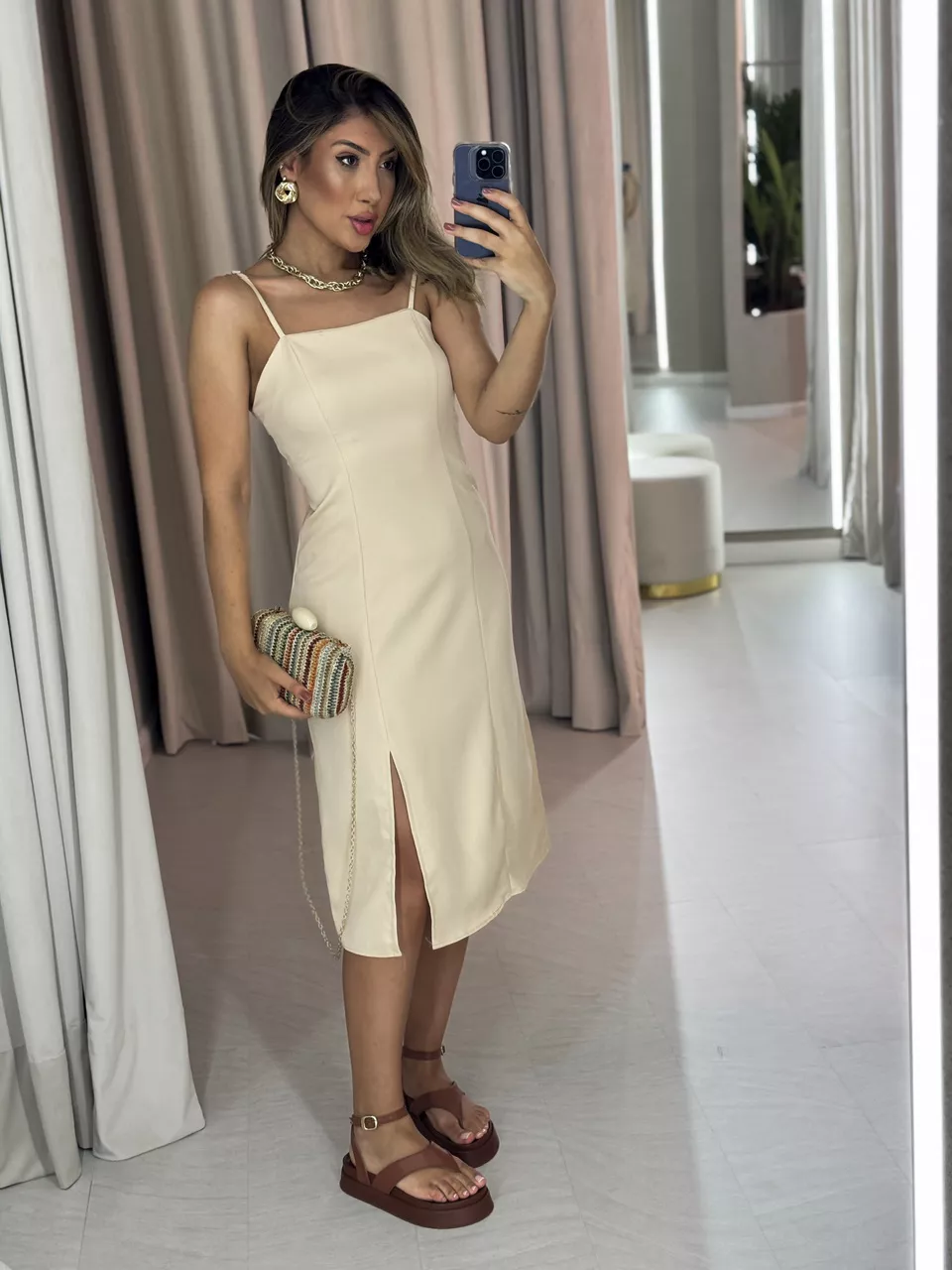VESTIDO SANDY ALÇA NUDE - 0047430049 - CAROLLA FERRARO