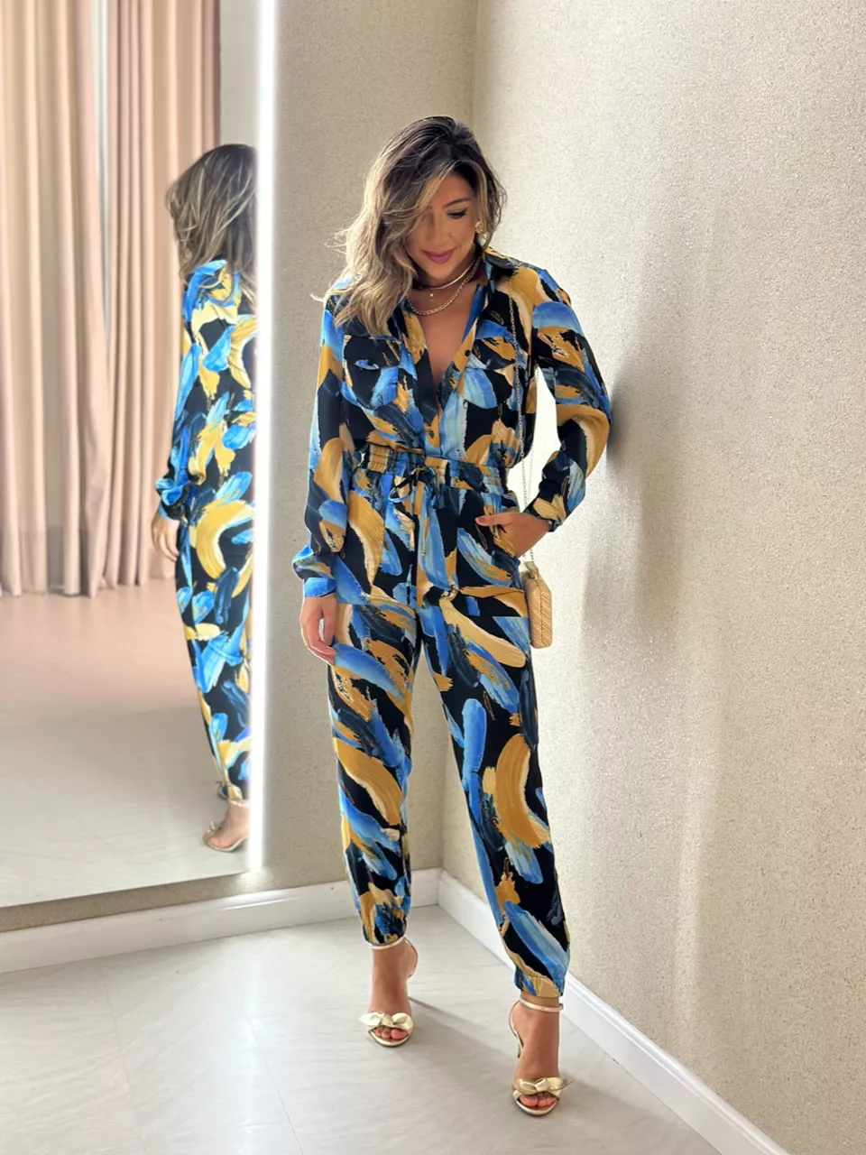 CALÇA JOGGER NINA ESTAMPADA PRETA - 0051040033 - CAROLLA FERRARO