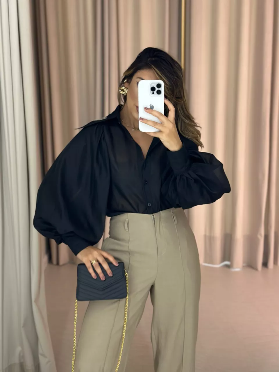 CAMISA ANA LAURA BUFANTE PRETO