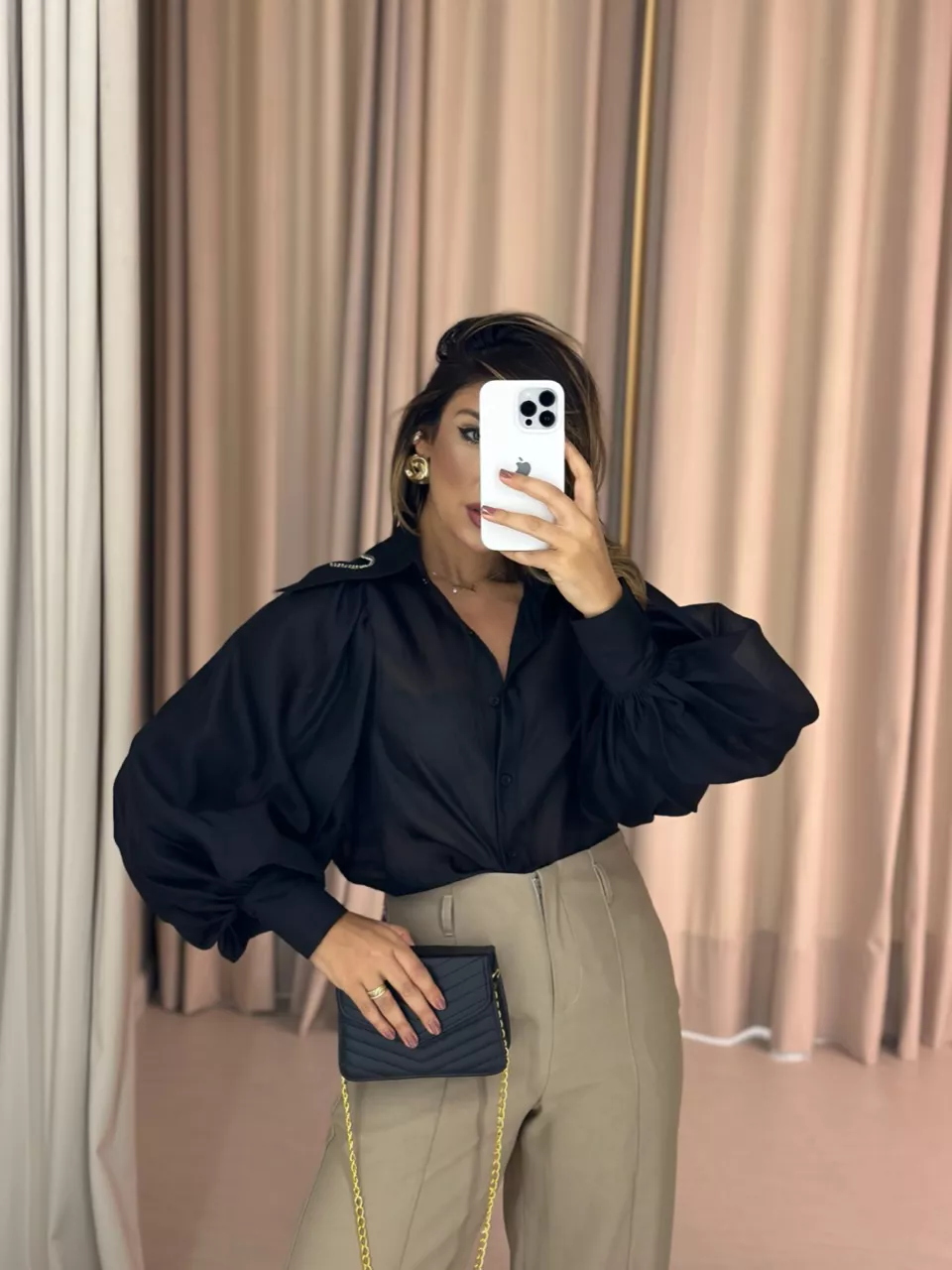 CAMISA ANA LAURA BUFANTE PRETO