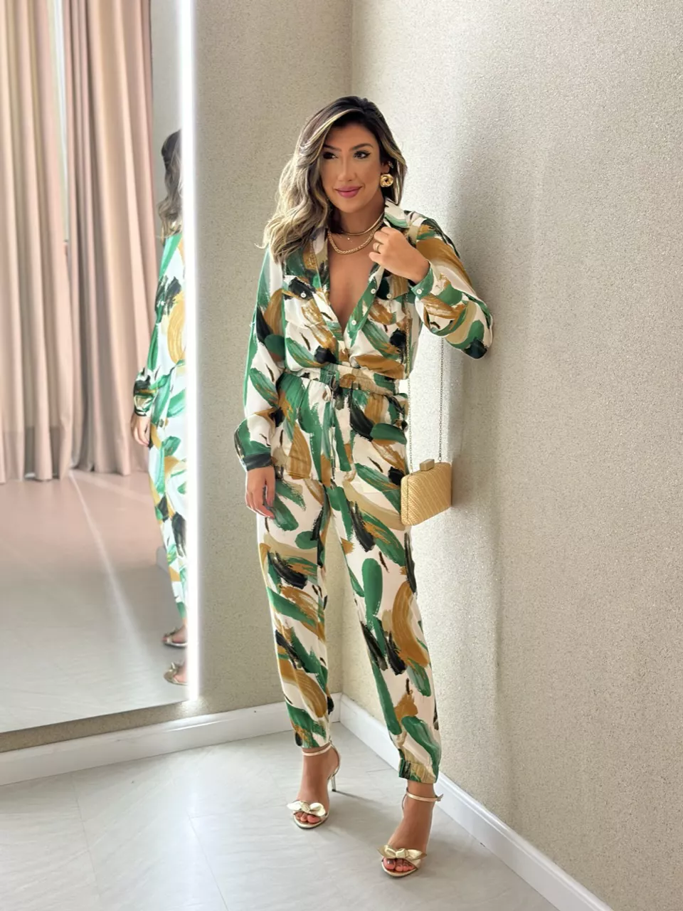 CAMISA RAQUEL ESTAMPADA VERDE