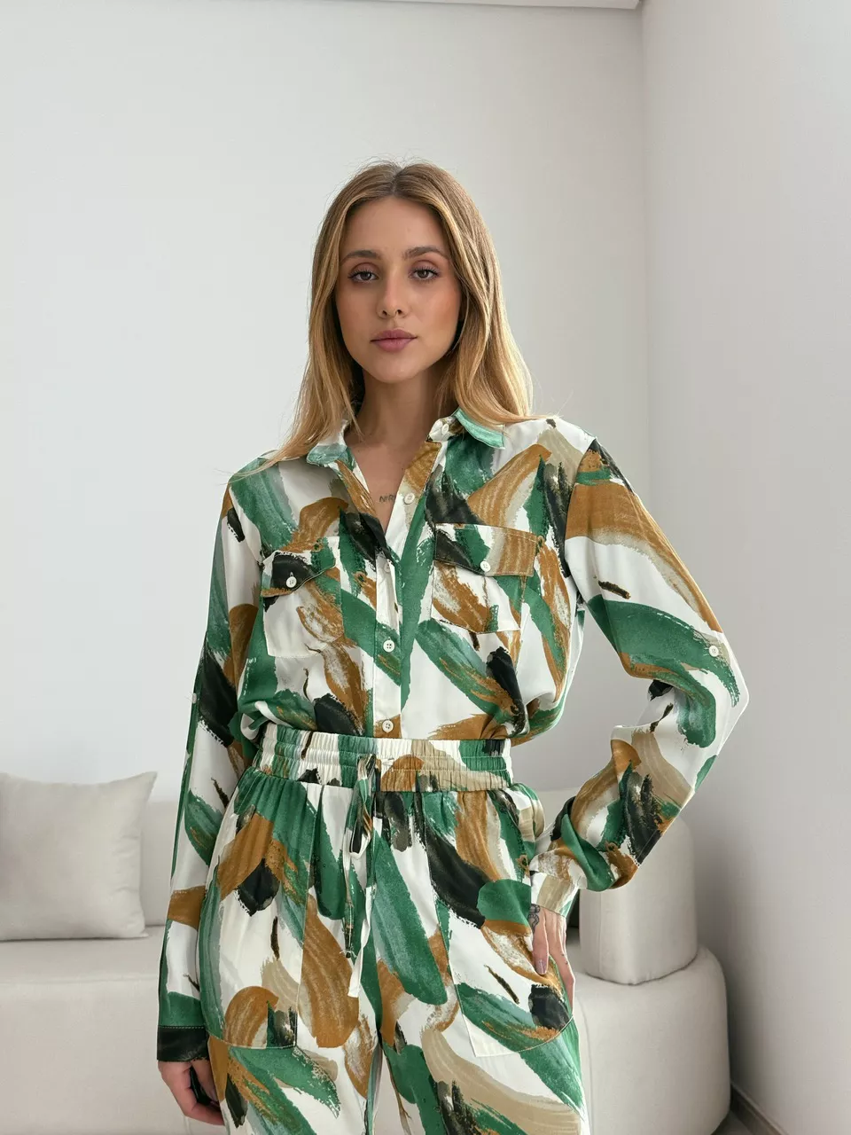 CAMISA RAQUEL ESTAMPADA VERDE