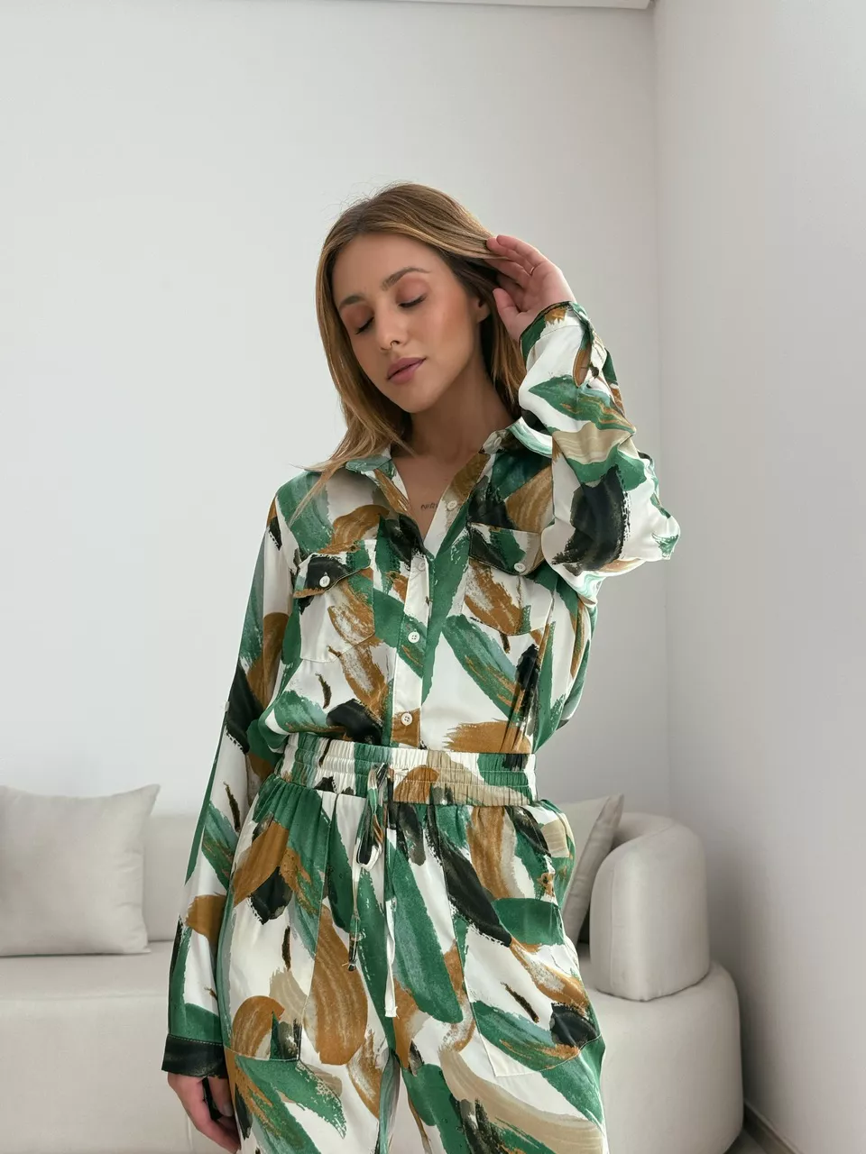 CAMISA RAQUEL ESTAMPADA VERDE