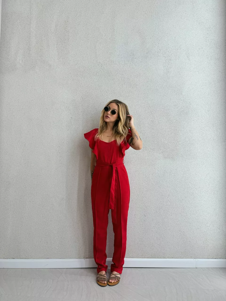 MACACÃO BEATRIZ LINHO VERMELHO - 0054060006 - CAROLLA FERRARO
