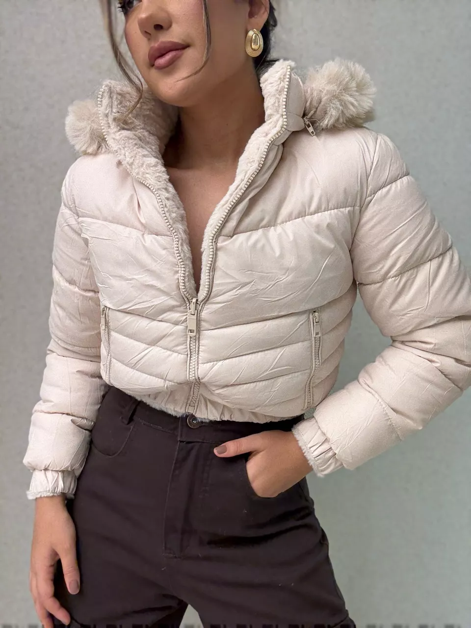 PUFFER CIBELE PELINHOS AREIA - 0066360110 - CAROLLA FERRARO