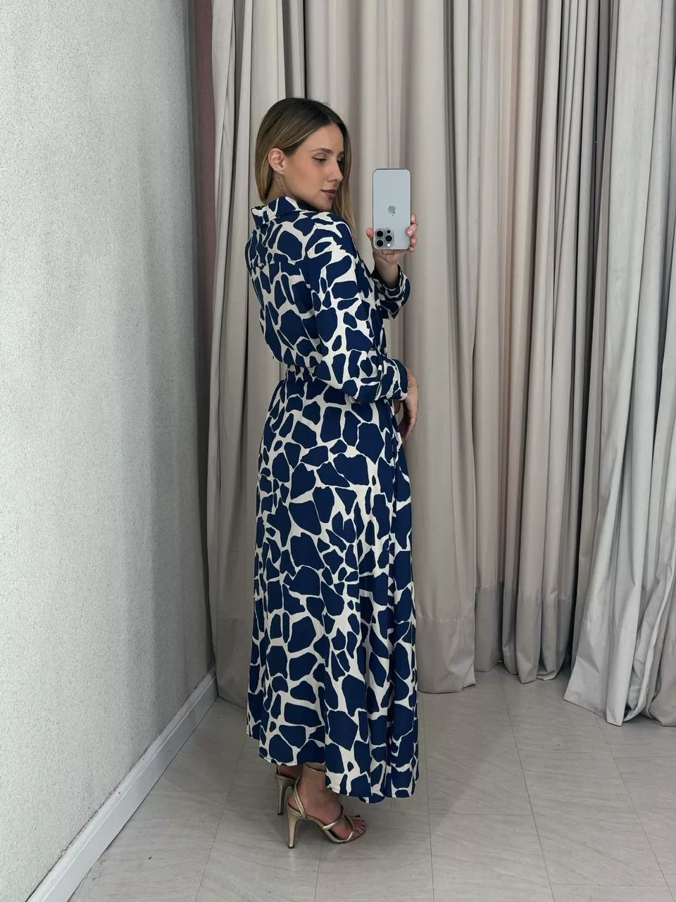 VESTIDO MARISA BOTÕES AZUL